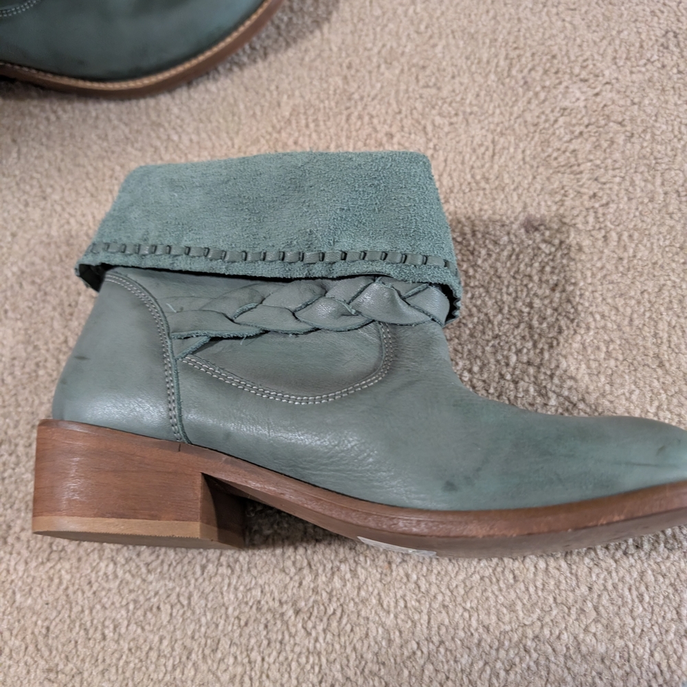 Musse & Cloud Braided Ankle Boots - Soft Green